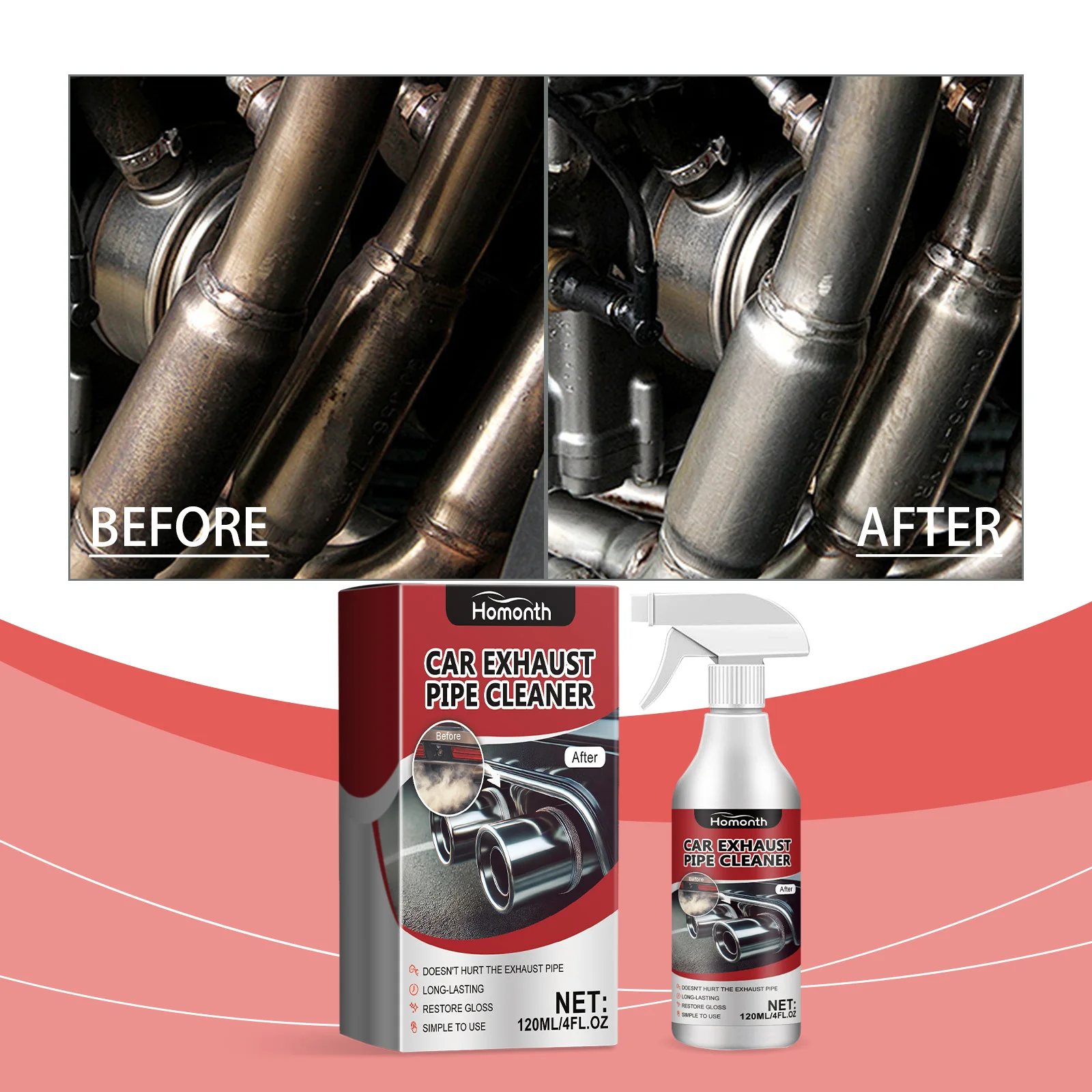 Car Exterior Cleaner for Cars Metal Surface Rust Cleaner Spray car Exterior Rust Remover Agent Antirust Agent 60Ml