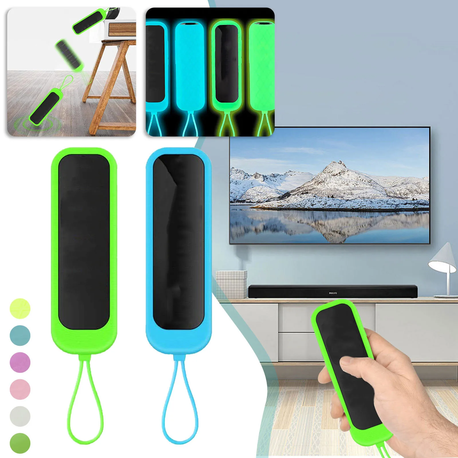 Silicone Protective Case TV Remote Controller Washable Shockproof Cover with Lanyard Glow In The Dark Accessories