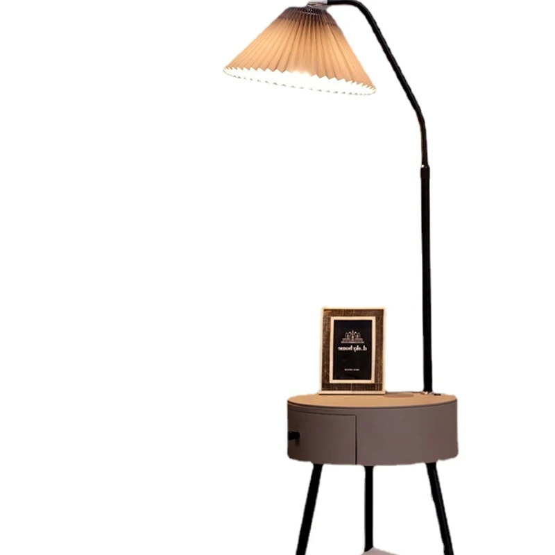 

ZC Living Room Floor Lamp Bedside Table and Tea Table Integrated Storage Drawer Vertical Bedroom Floor Lamp