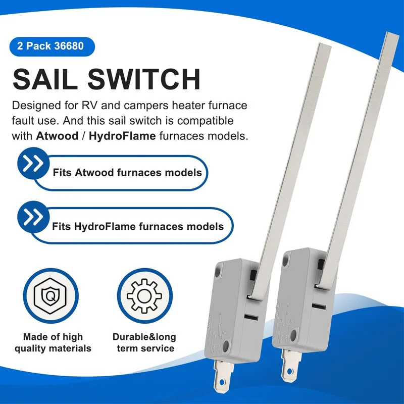 36680 세일 스위치 교체, Atwood 하이드로 불꽃 RV 캠핑카 용광로 모델, 36133 31377 1522, 2 단계 2 팩