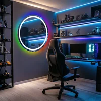 LUVODI 32" Round Lighted RGB Bluetooth Bathroom Mirror Dimmable Anti-Fog Vanity Mirror with 360° Stereo Bluetooth Speakers - Image 3