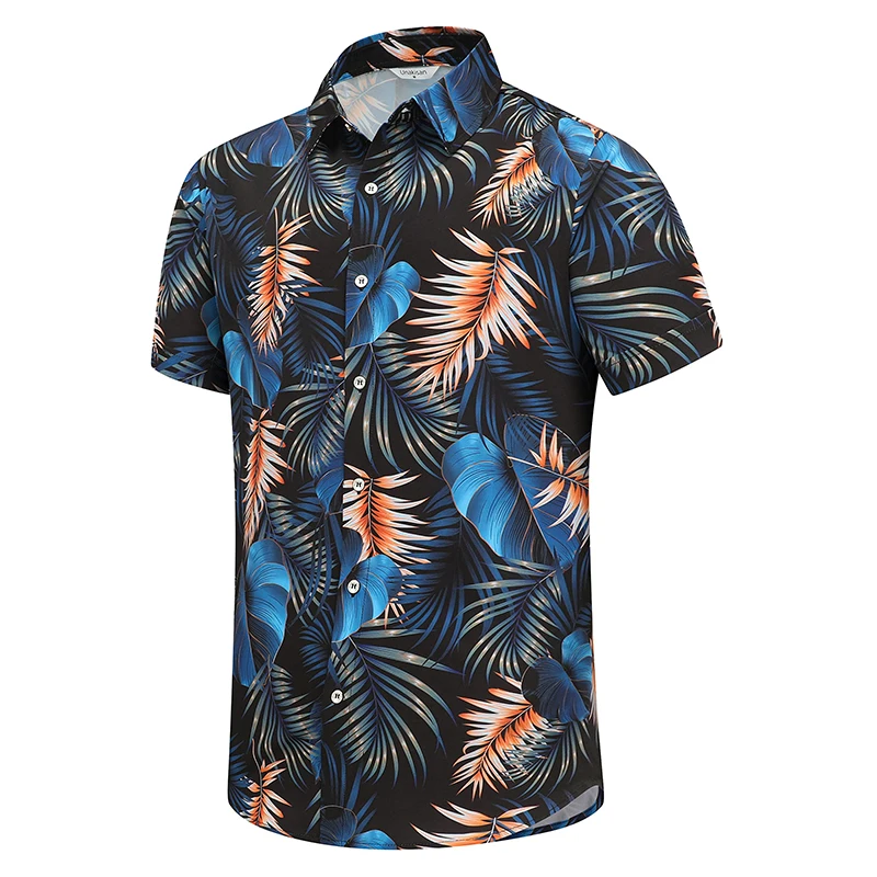 thumbnail image 1 of Camisa hawaiana con estampado floral 3D completo para hombre, camisas casuales de manga corta con botones tropicales, camisetas de playa para hombre, camiseta de talla grande, 1 of 5