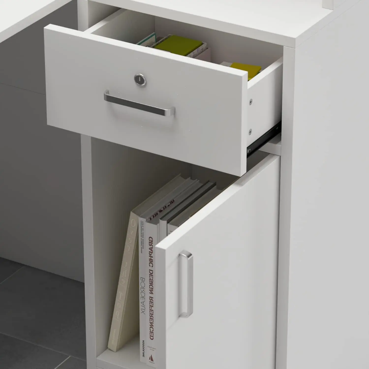 Aiegle Reception Desk With Counter Drawers & Storage Shelves, L-Shaped Reception Counter Table For Salon Room