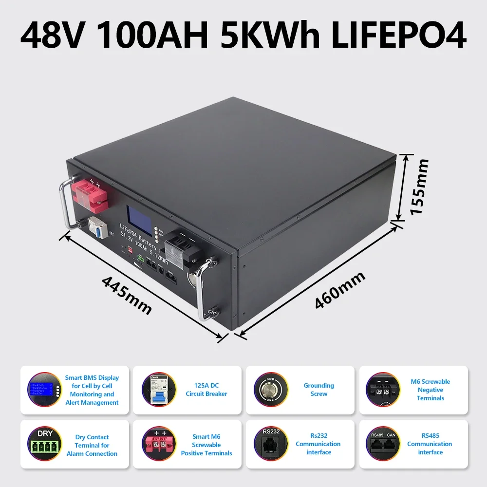 Battery For 48V 600Ah Lithium Solar Battery (6-Pack) - 10.24kWh LiFePO4 ...