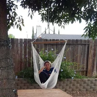 Indoor Outdoor Large Cotton Rope Hanging Chair Solid and Compressive Resistance Practical Natural White Comfort Swing Chair 2