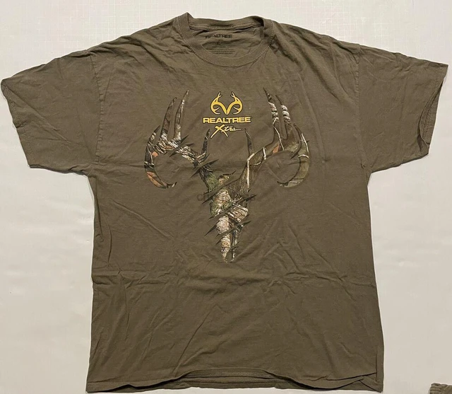 RealTree Mens Size XL T-Shirt Brown Deer Skull Camo Hunting Fishing Logo -  AliExpress