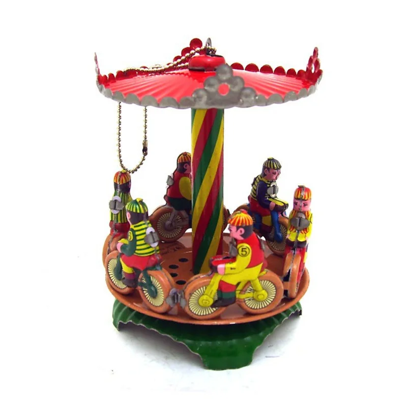 Retro Clockwork Wind Up Toy 7.8x7.8x9CM Vintage Rotating Bicycle Pendant Mechanical Tin Toys For Home Bar Decor Collection Gifts