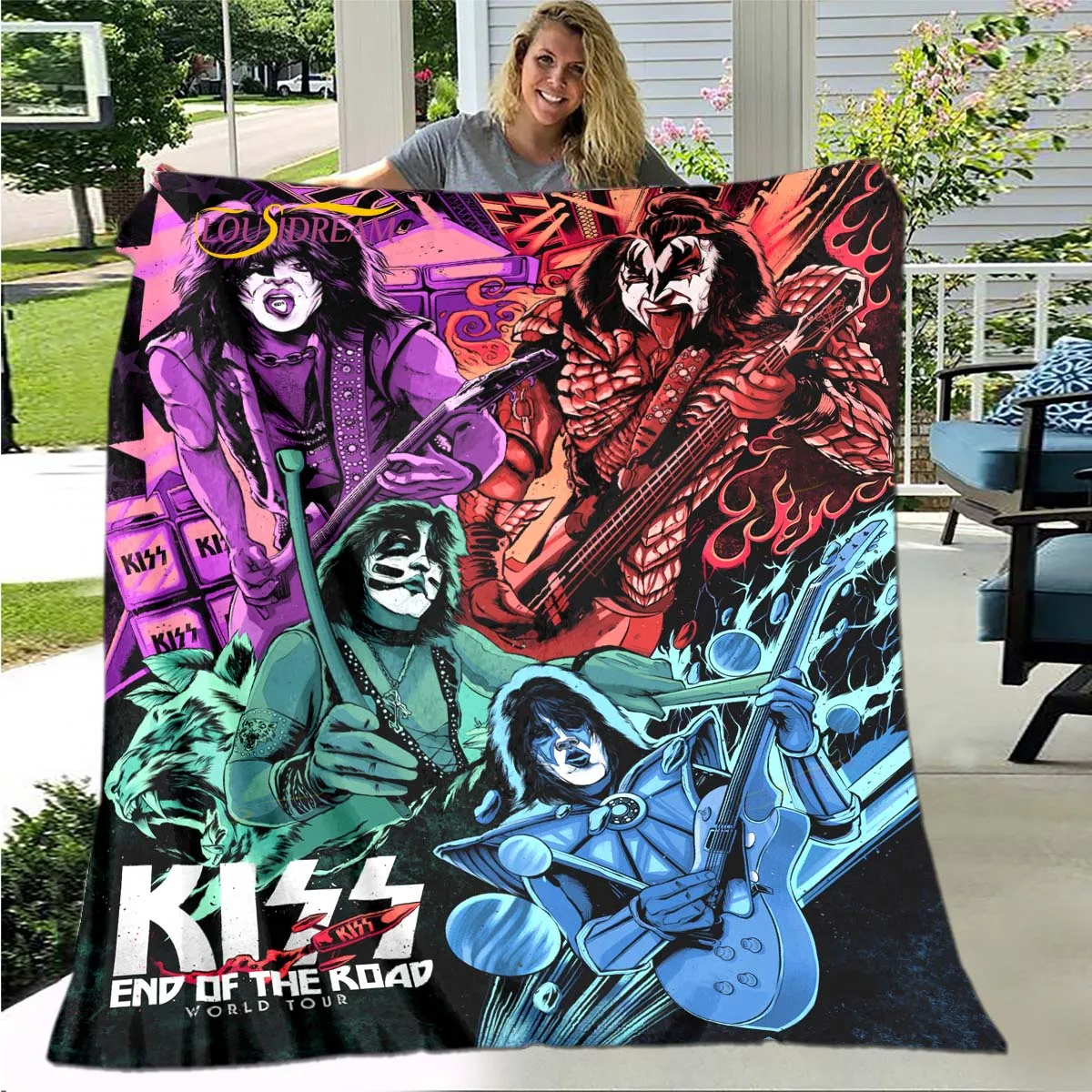 

Мягкое теплое одеяло Kiss рок-группы для гостиной, спальни, кровати, дивана, офисные подарки, фланелевые покрывала