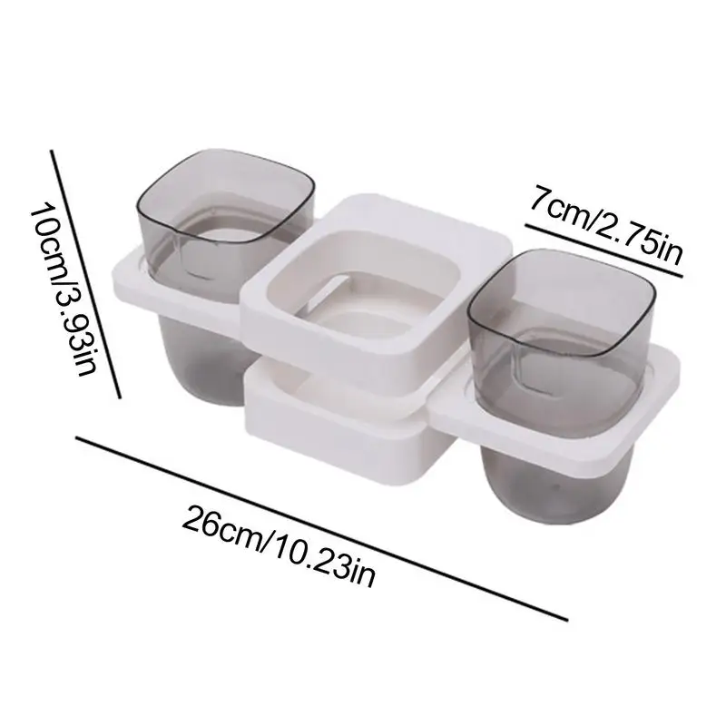Simple Wall Mounted Toothbrush Holder Toothpaste Mouth Cup Holder Drill-Free Bathroom Storage Shelf Portable Rack Organizer