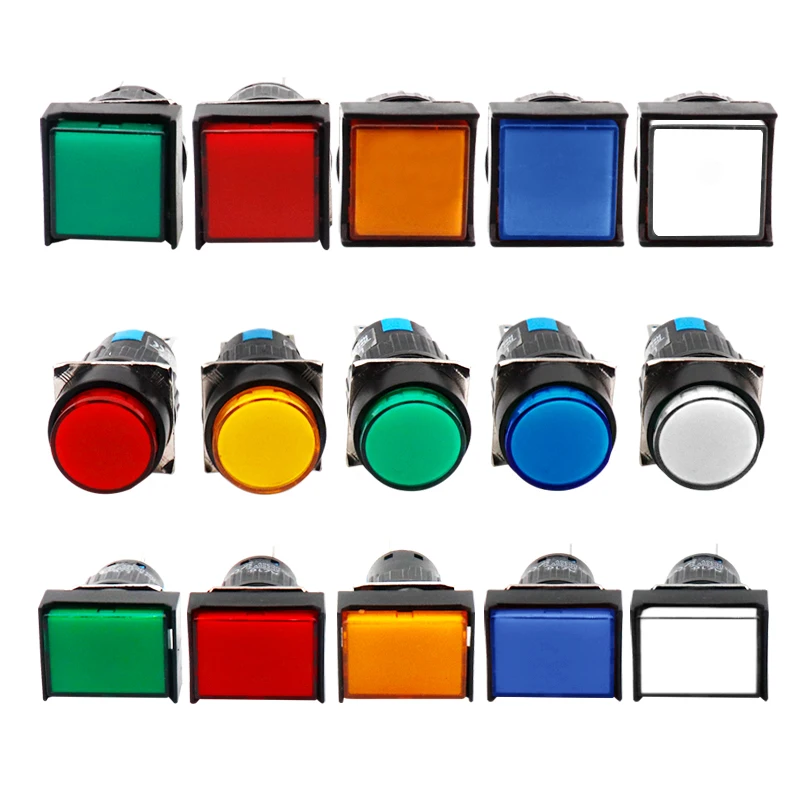 push button switch LA16Y-11D self-resetting self locking Flat button switch Rounded/Quadrate/Rectangle 16mm