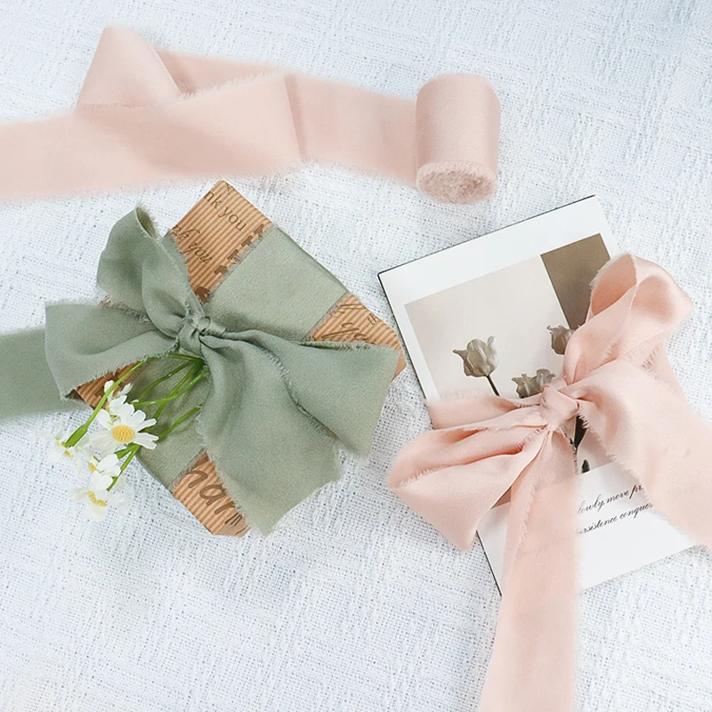 Silk Cotton Ribbon Soft Frayed Edged Ribbon Ins Style Wedding Silk ...