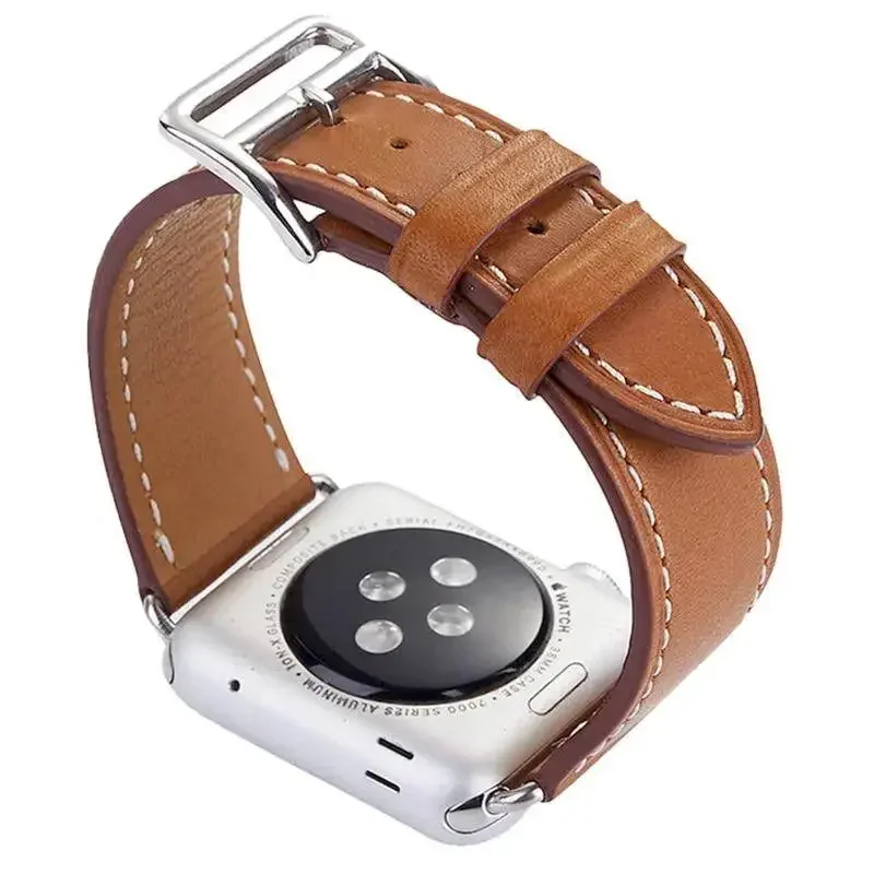 Pulseira de Relógio de Couro para Apple Watch, Ultra 2 Strap, Série 9, 8, 7, 6, SE, 5, 4, iWatch 42mm, 44mm, 40mm, 41mm, 45 milímetros, 49 milímetros