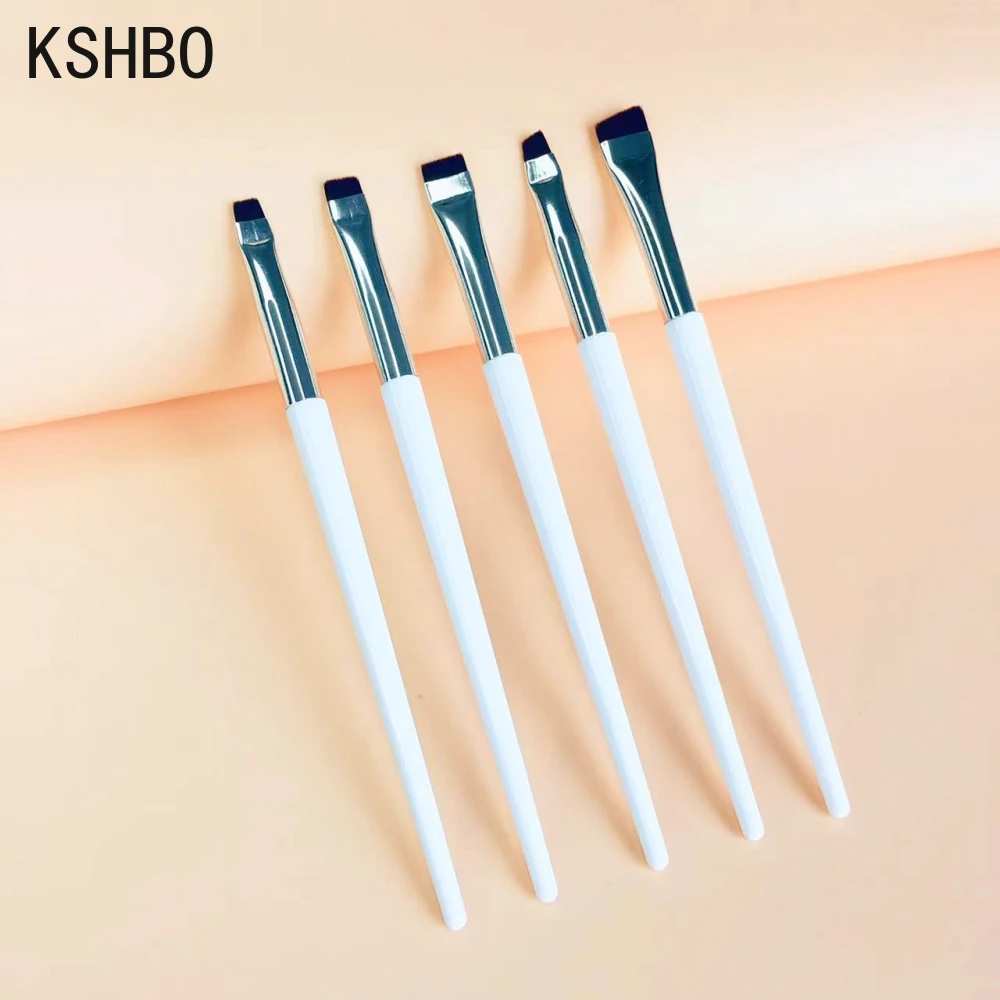 KSHBO Thin Eyebrow Eyeliner Brush Super Fine Angled Brow Contour Brush Portable Women Eyebrow Liner Cream Cosmetic Makeup Tools