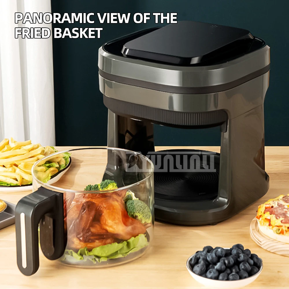 Household Intelligent Large Capacity Air fryer Multifunctional Electric glass Visual Air fryer