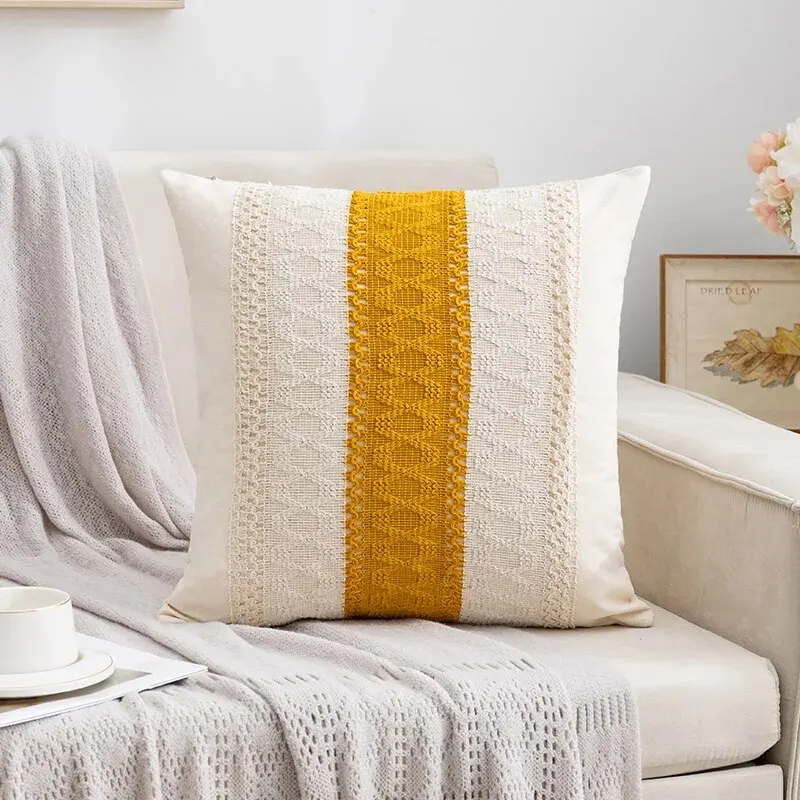 Woven Farmhouse Boho Neutral Decorative Throw Pillow Cover