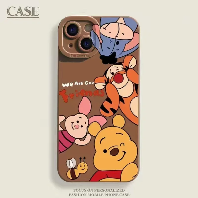 thumbnail image 1 of Disney Winnie the Pooh Liquid Silicone Phone Case For iPhone 15 14 11 13 12 Pro Max X XR XS 7 8 Plus SE2 Protection Back Cover, 1 of 5
