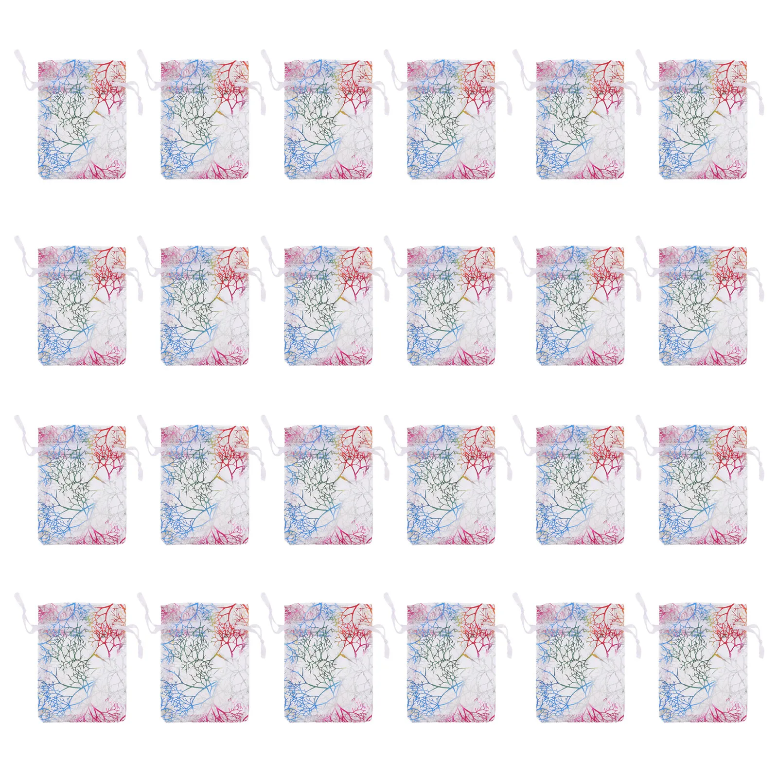 100Pcs Gift Organza Bags Colorful Gold Stamping Drawstring Pouches Reusable Wedding Party Small Jewelry Treat Storage Bags 6