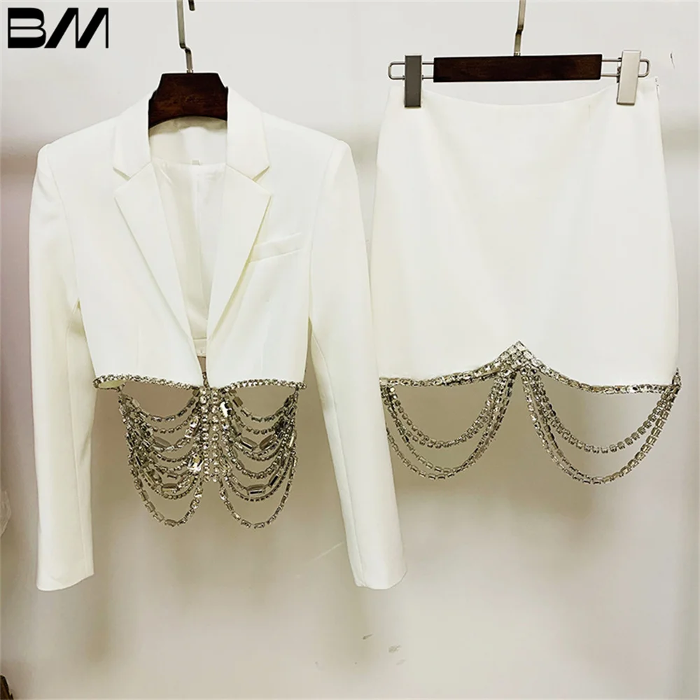 Luxurious Beaded Jacket Short Dress, Glamorous 2 Piece Office Wear, Elegant Party Dress, 2024