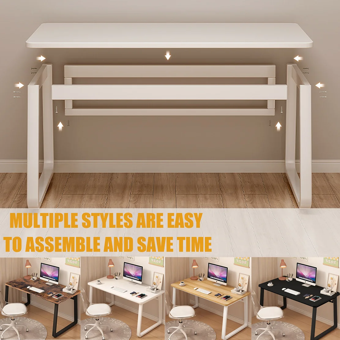 Computer Desk Modern Simple Style Desk for Home Office, 39.3 inch White Small Writing Table Study Corner Work Desk for Bedroom 4