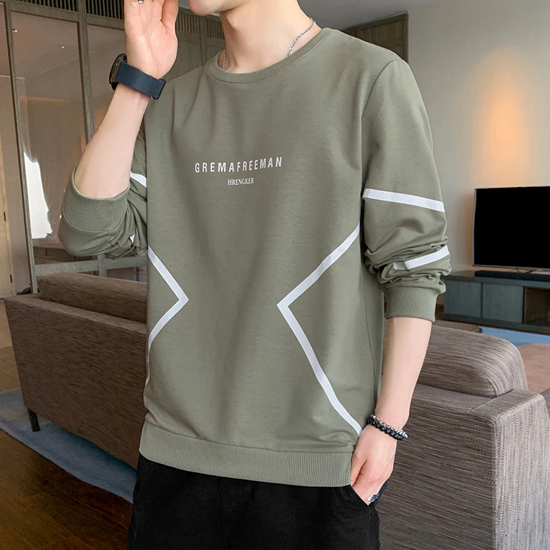 

Korean Youthful Vitality Sweatshirts Men's Clothing Casual Long Sleeve Spring Autumn O-Neck Fashion Letter Printed Pullovers New