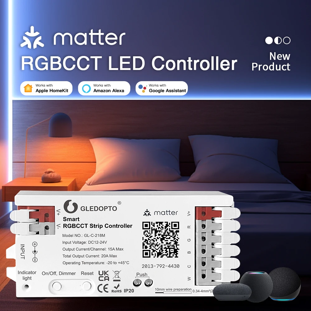 HOMEKIT Matter WIFI LED Controller DC12V 24V สมาร์ท RGBCCT Dimmer SIRI Voice Control ทํางานร่วมกับ Apple HOMEKIT Alexa Google Home 1