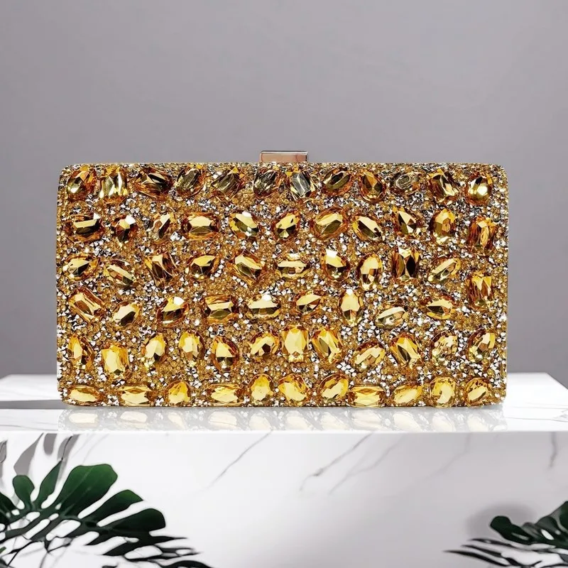 Full Rhinestone Women Wedding Purses For Luxury Lady Crystal Bridal Prom Clutches Shoulder Dinner Handbags Party Cocktail Purse