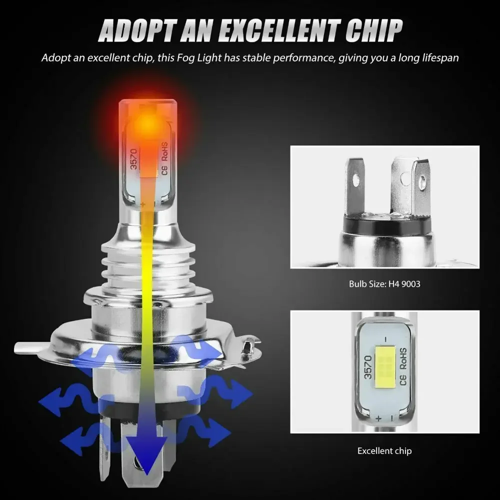 Led Car Headlights Led Lights Led Bulbs 4Pcs H4 H7 H8 H9 H11 9005 9006 Super Bright CSP LED Headlight DRL Lamp Kit High Low Beam 6000K 12V 24V