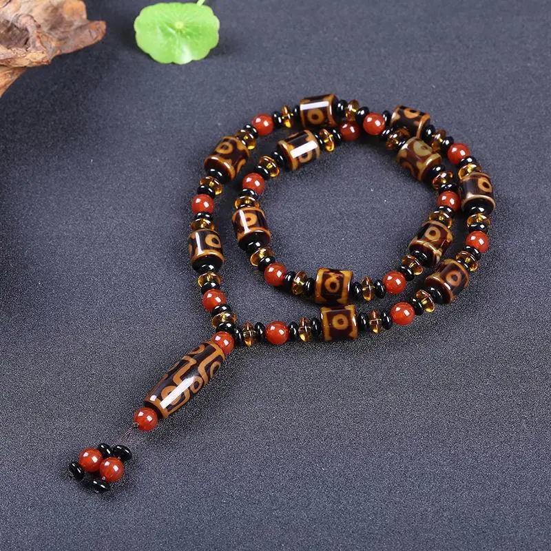 

Тибетские натуральные, натуральные, девять глаз, три глаза, старые бусины, агат, халцедон, тибетские бусины, ожерелье, браслет Cinnabar реальный кулон