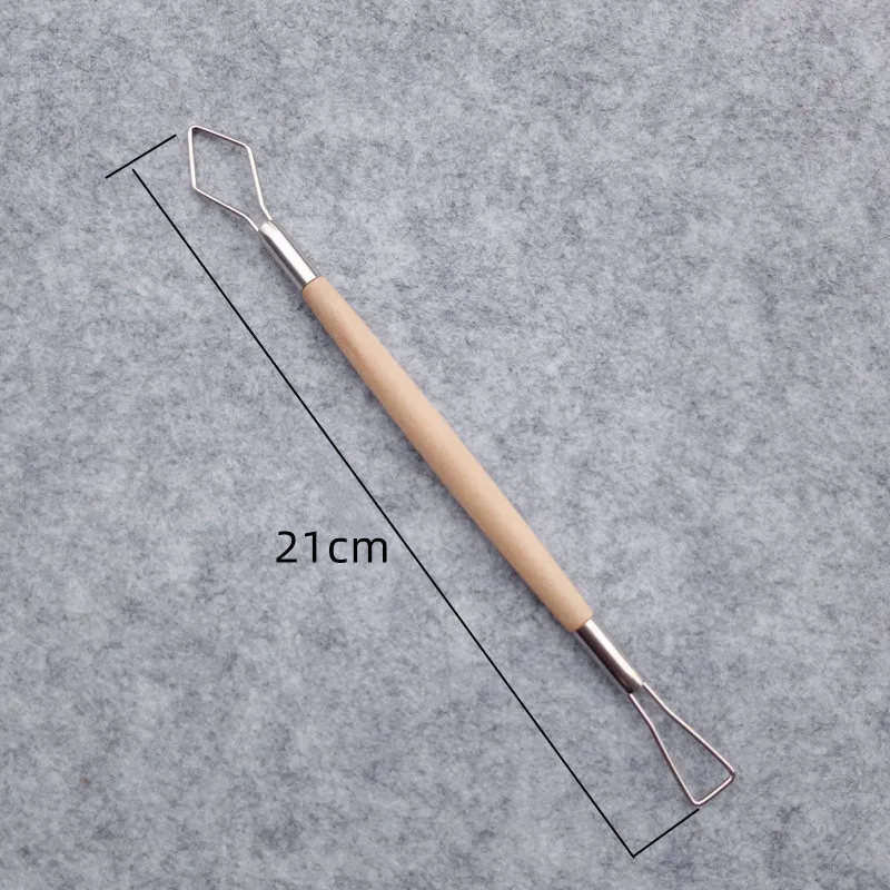 Description Picture 4 of item4Pcs/set Wood Handle Wax Pottery Clay Sculpture Carving Tool DIY Craft Set Wood Knife Double End Art Craft Clay Sculpting Tools