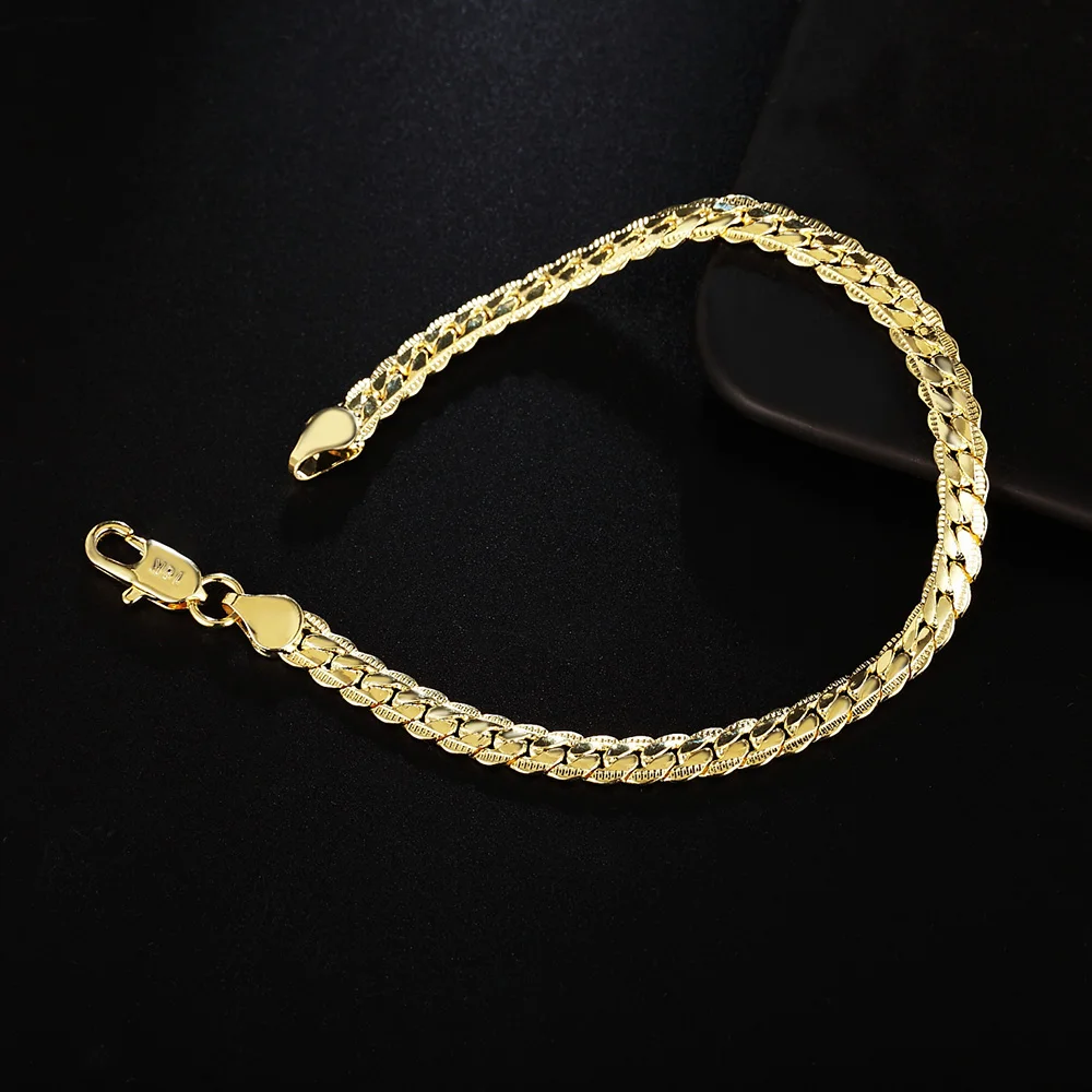 fashion 18k Gold 925 Sterling Silver 5MM Men Jewelry charm women lady chain Bracelets free shipping wedding party gifts