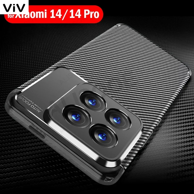 

Чехол Funda для Xiaomi 14 Pro, мягкий ударопрочный чехол из углеродного волокна и ТПУ для телефона Xiaomi 14, защитные чехлы