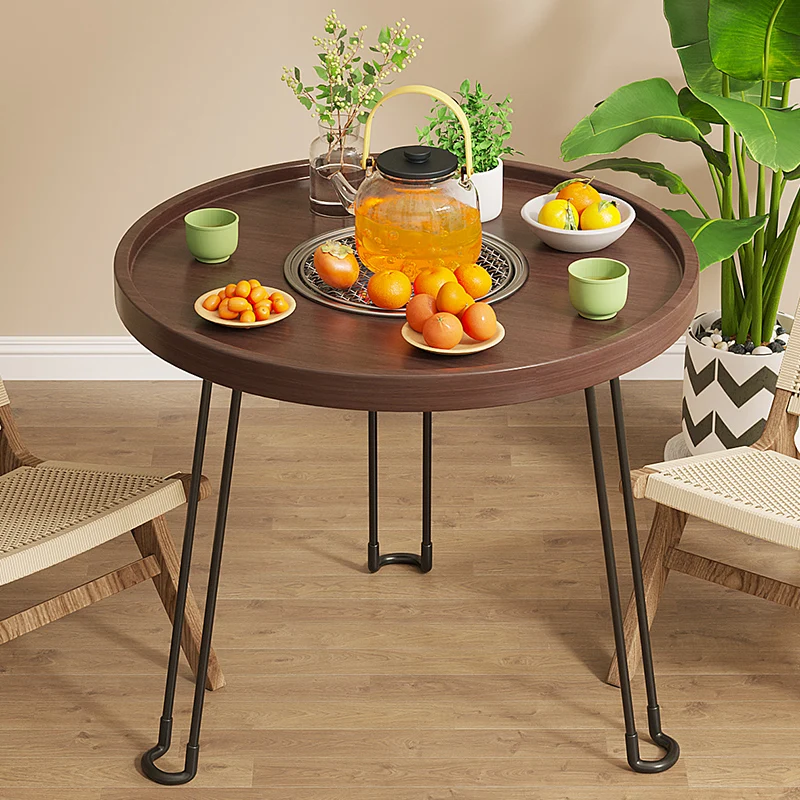 Portable Tea Brewing Table, Outdoor Folding Bamboo Side Table, Durable Camping Tea Desk, Compact Home and Patio Mini Table