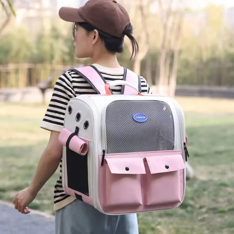 Ventilation Large Capacity Foldable Cat Carrier Backpack Adjustable Strap For Outdoor Travel