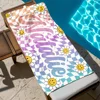 Personalized Daisy Grid Name Beach Towel, Custom Monogram Pool Towel, Signature Beach Towel For Kids, Vacation Gift Picnic Towel 1
