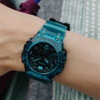 Electronic Digital Sports Unisex Watch LED Dual Display World Time Large Dial Multi Time Zone Rubber Strap 1