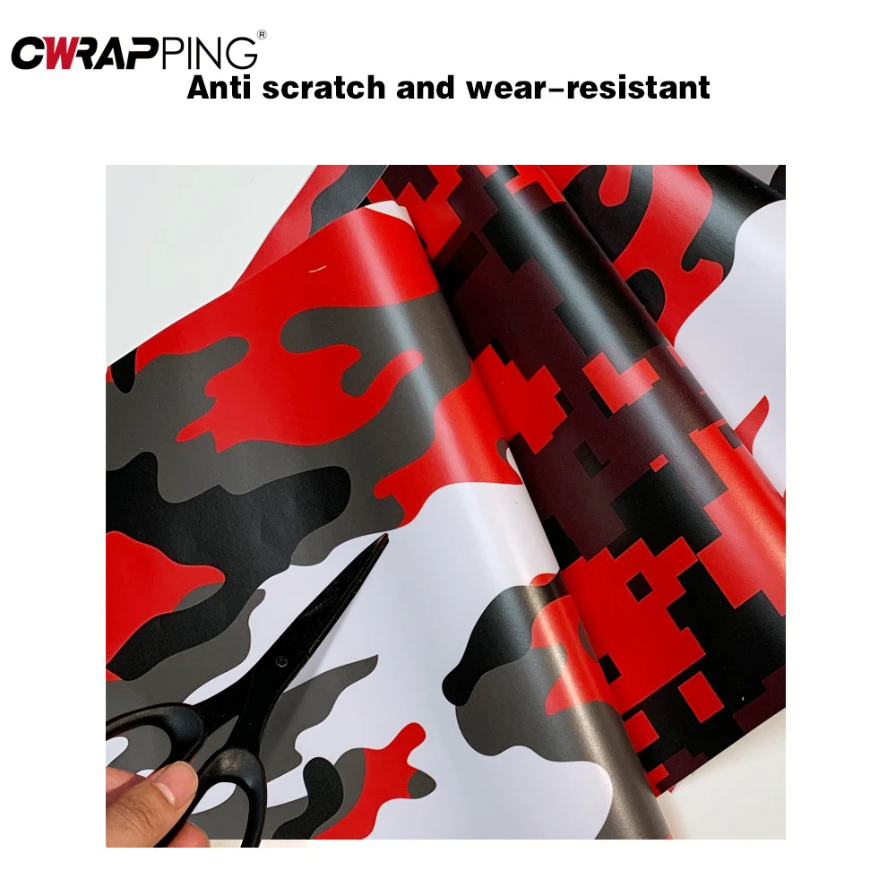 Car Red Series Camo Vinyl Wrap Film Self Adhesive Camouflage Film
