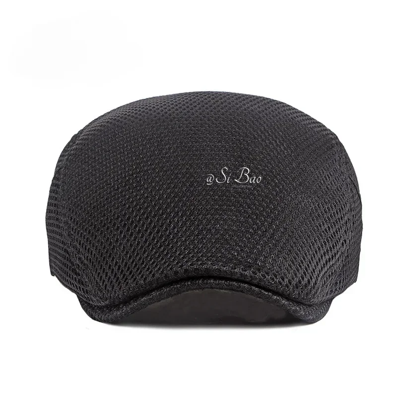 Man Berets Mesh British Vintage Flat Caps Gatsby Male Solid Color Berets Adjustable Driver Hats