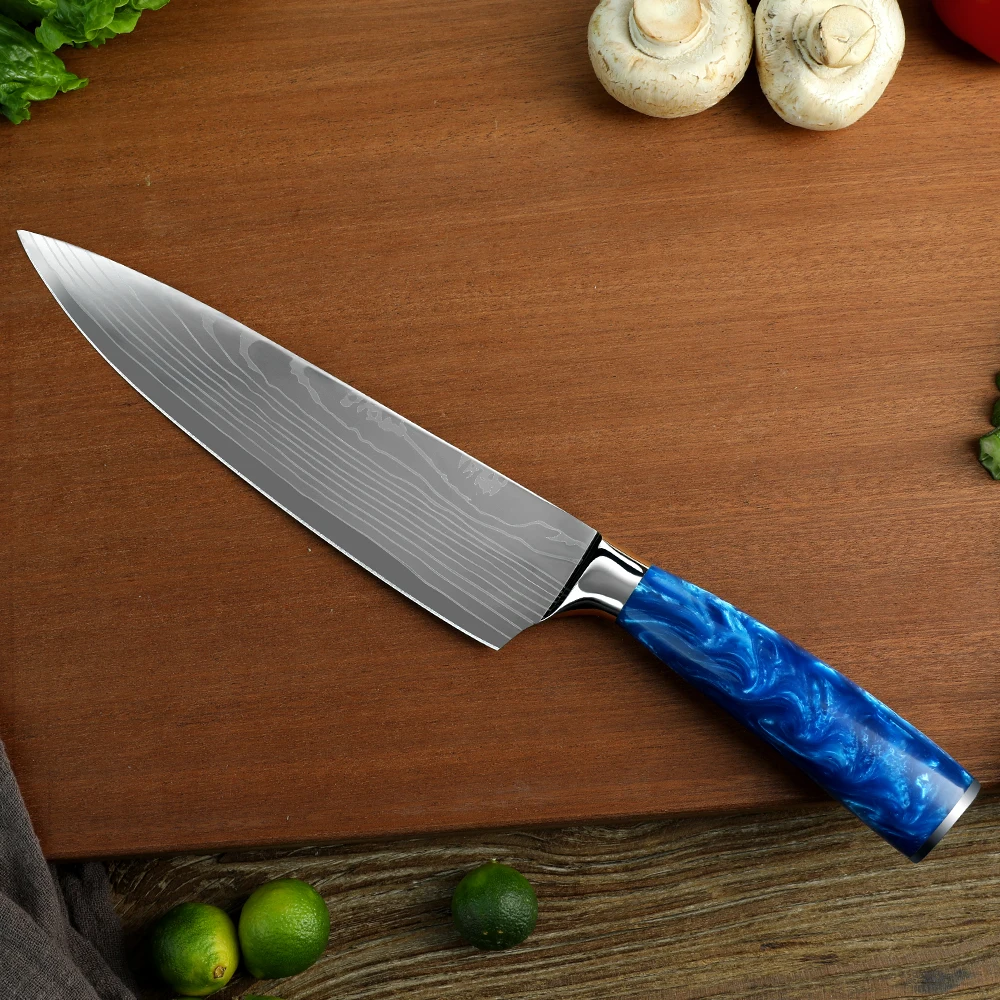 Wak Kitchen Knives Set Full 7 Pcs Knife And Sharpener German Stainless  Steel Black Pakkawood Handle Chef Kitchen Knives Sets - Kitchen Knives -  AliExpress