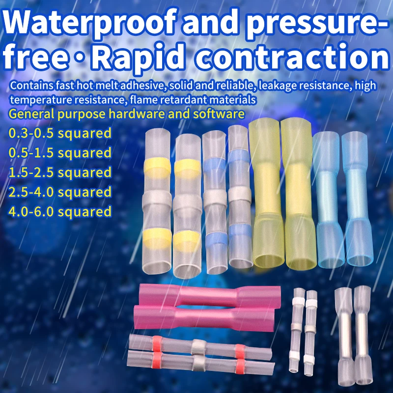 Waterproof Sleeve Seal Heat Shrink Butt Wire Connectors Terminals Electrical Copper 10PCS with a Soldering Sleeve
