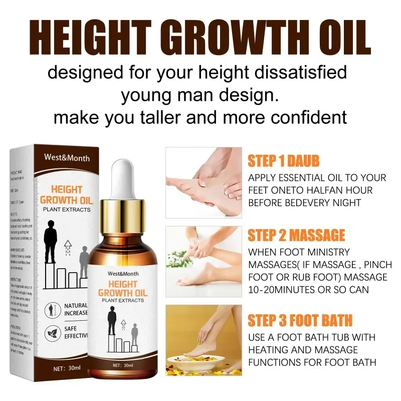 Increase Height Essential Oil Grow Taller Conditioning Oils Soothing Growth Oil Massage Promote Herbal Bone Foot Body height increase essential oil