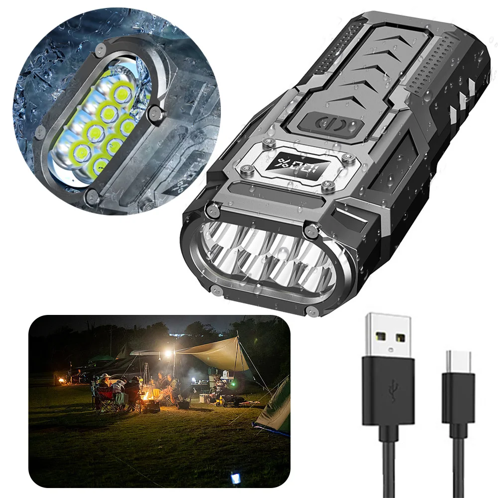 Description Picture 6 of itemCOB LED Flashlight 500 Lumens Flash Light USB Rechargeable Handheld Flashlight with Power Display for Camping Outdoors Emergency