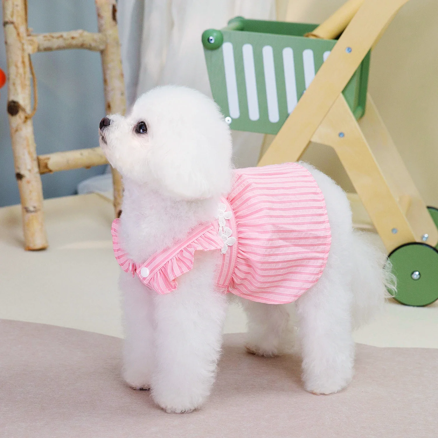 Summer Striped Princess Dress Pet Dog Clothing Sweet Pet Clothes Cute Puppy Cat Skirt Thin Skirt Clothes