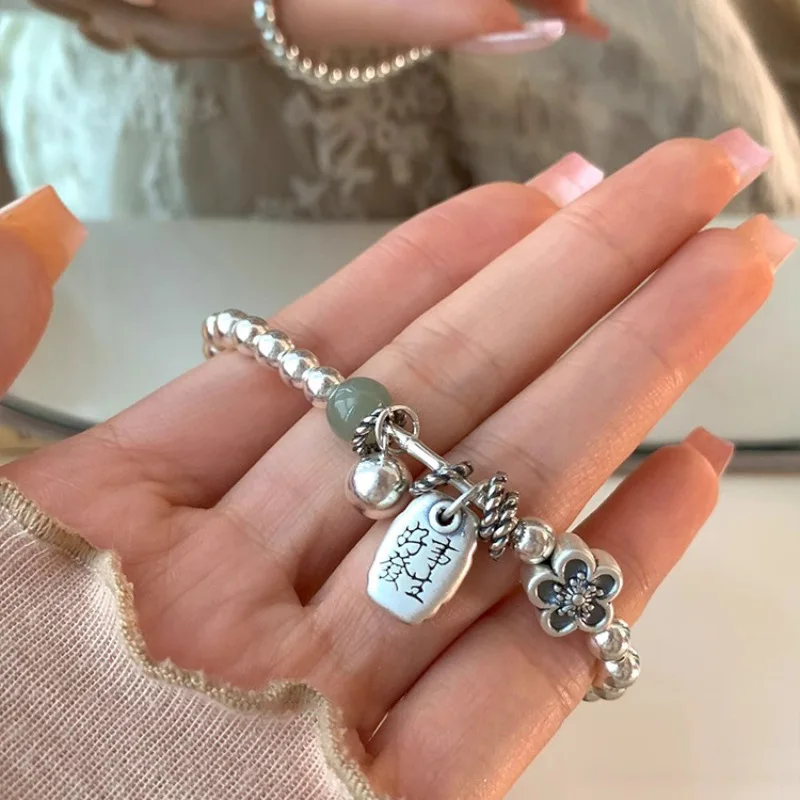 7 척트라 에너지 힐링 스트랜드 팔찌, 남녀 공용 천연석 요가 명상 쥬얼리 선물. 9 925 스털링 실버 행운의 공 꽃 옥 기하학적 팔찌, 여자 패션 쥬얼리 선물, 직송 도매, 신제품