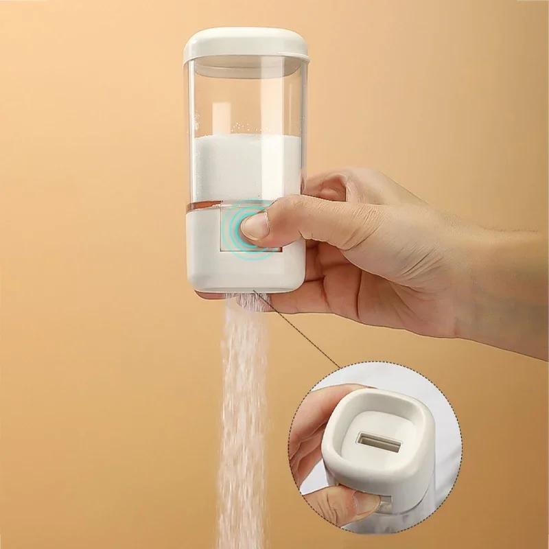 Seasoning Jar Salt Shaker Salt Pepper Shakers 2g Metering Salt Shaker Push Type Salt Dispenser Tank Sugar Bottle Shaker Canister Quantitative Spice Seasoning Box