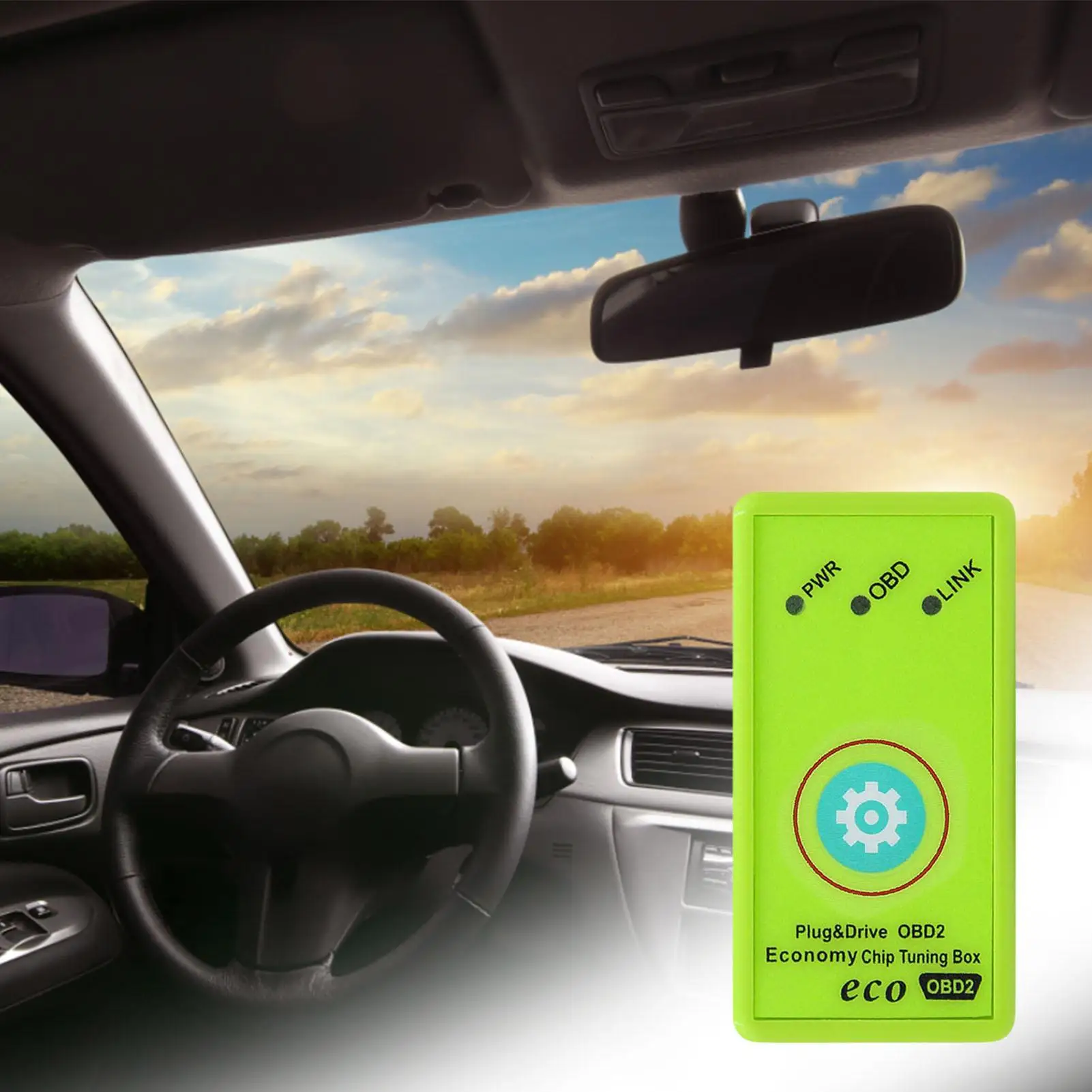 Fuel Save Tuning Box, ECO OBD II Plug Drive Chip 12-24V ABS Universal Hitzebeständig für Autos