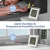 Digital Battery Operated Alarm Clock With Auto Backlight, Indoor Temperature Humidity, 12/24H, Date, Desk Clock, Durable 4