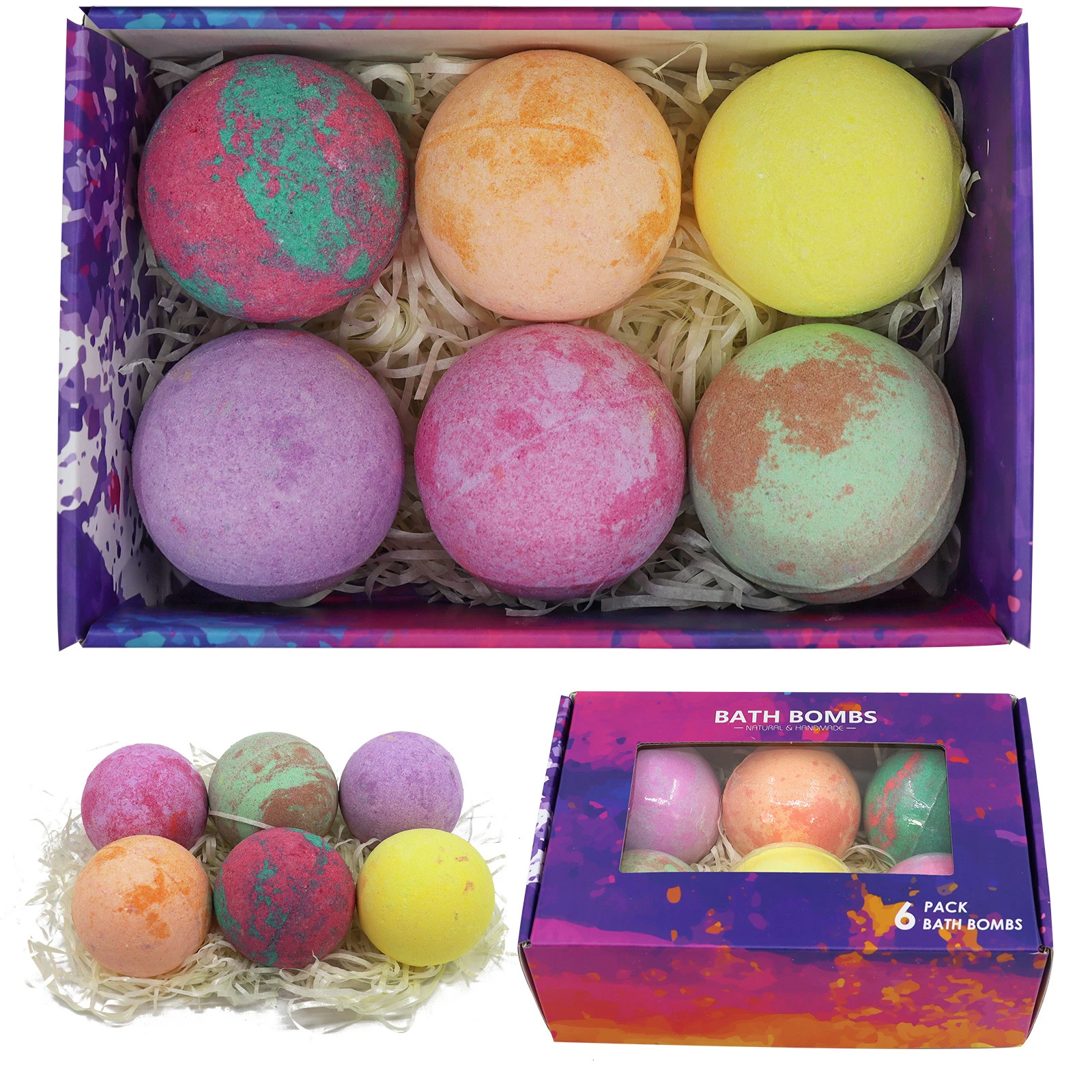 6pcs/Pack Rainbow Bath Salt Bomb Balls Color Natural Fragrance Quick ...