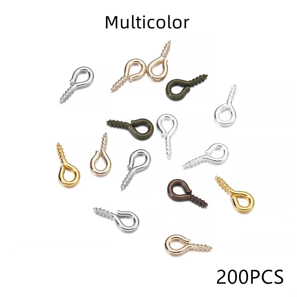100-200pcs Small Tiny Mini Eye Pins Eyepins Hooks Eyelets Screw Threaded Gold Clasps Hooks Jewelry Findings For Making DIY 