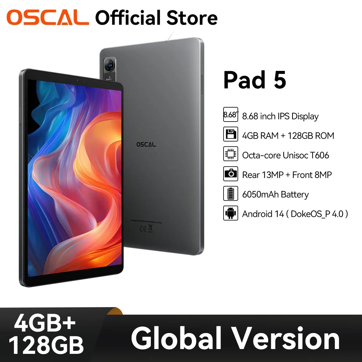 【新品未開封】OSCAL Pad5 タブレット Android14 128GB Oscal-pad 5タブレットPC,8.68インチディスプレイ,unisoc t606