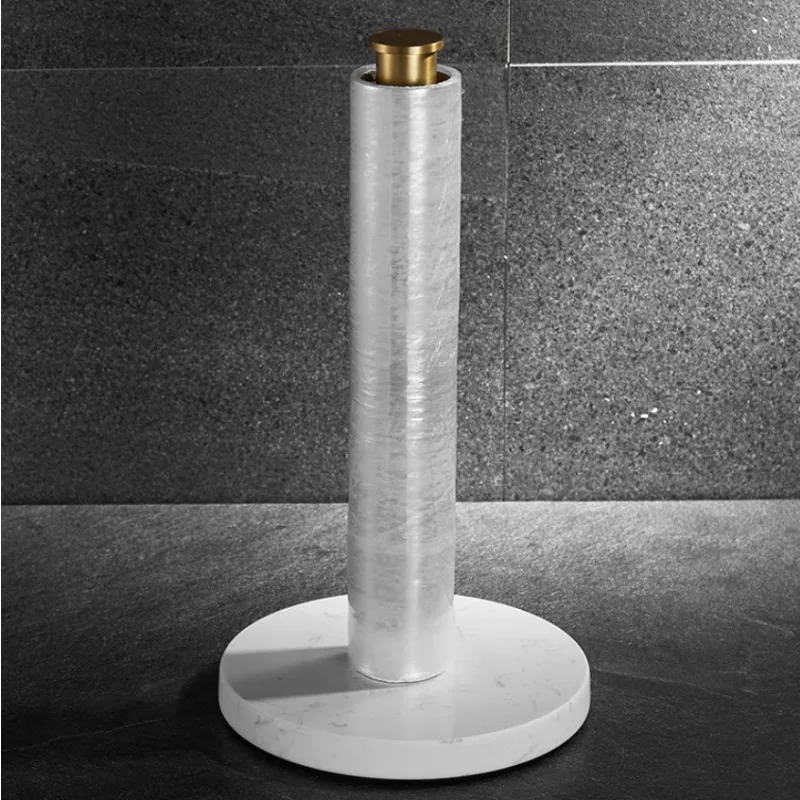 Marble Paper Towel Holder Kitchen Paper Towel Rack Nailing Free Vertical Roll Rack Plastic Wrap Storage Paper towel holder paper towel rack